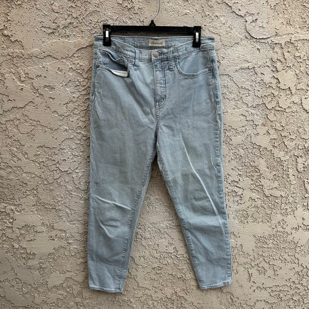 Madewell Railroad Stripe High Rise Skinny Crop Jeans Size 29